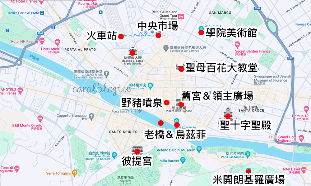 佛羅倫斯景點地圖