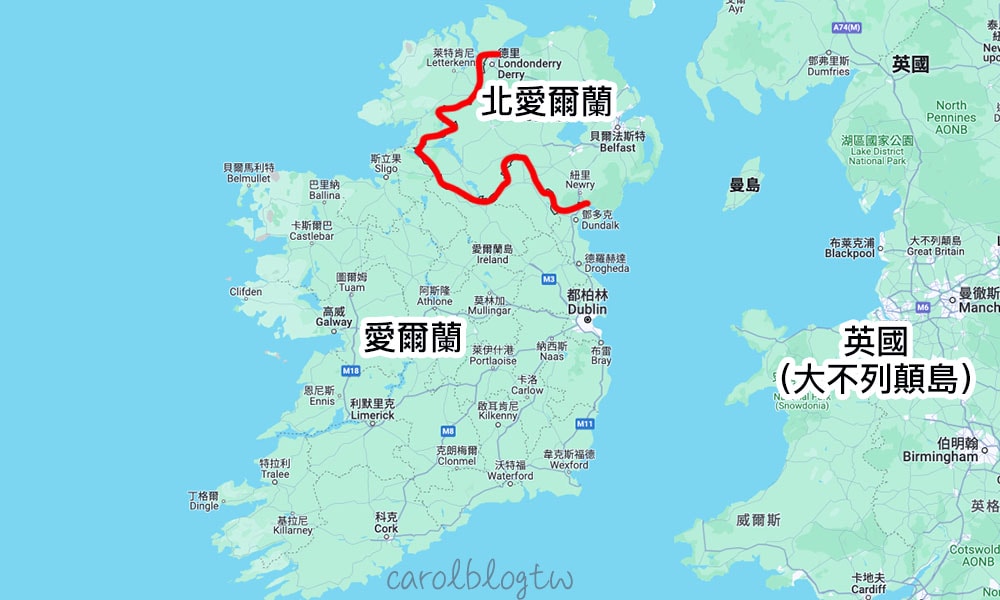愛爾蘭與北愛爾蘭地圖