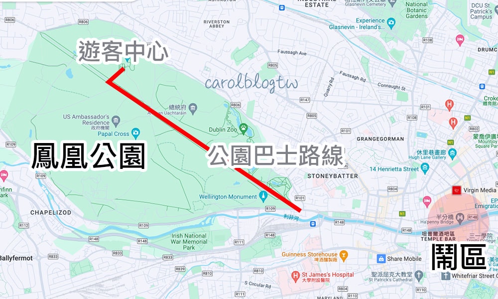 鳳凰公園地圖 巴士路線