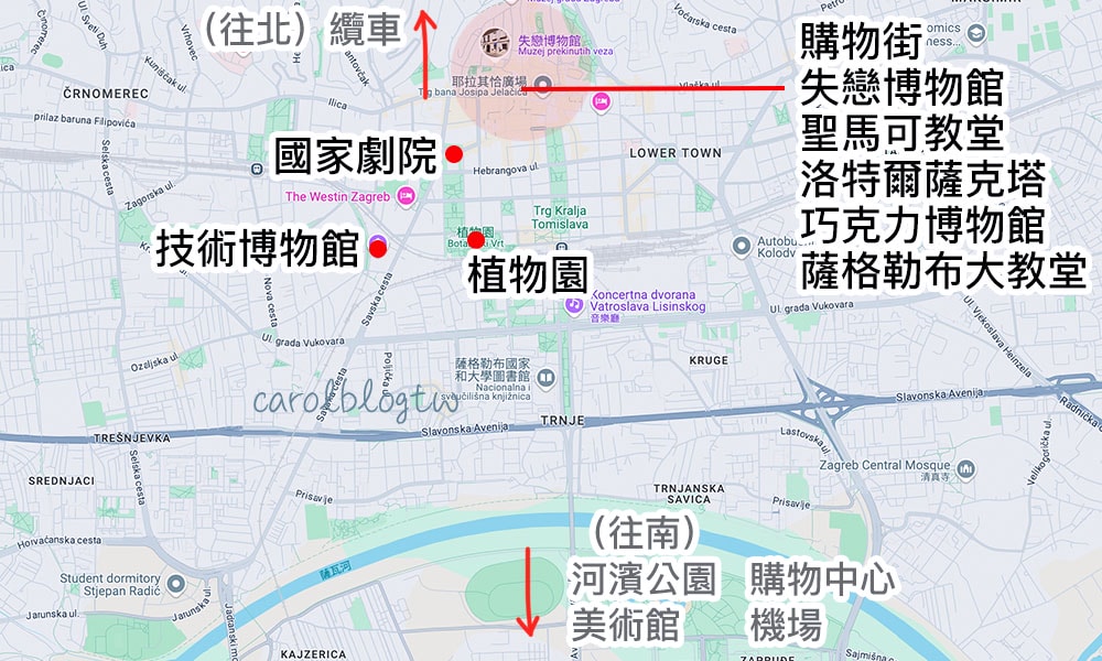 薩格勒布景點地圖