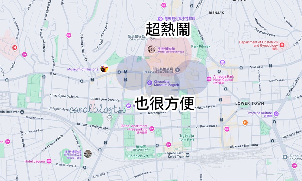 薩格勒布住宿地圖