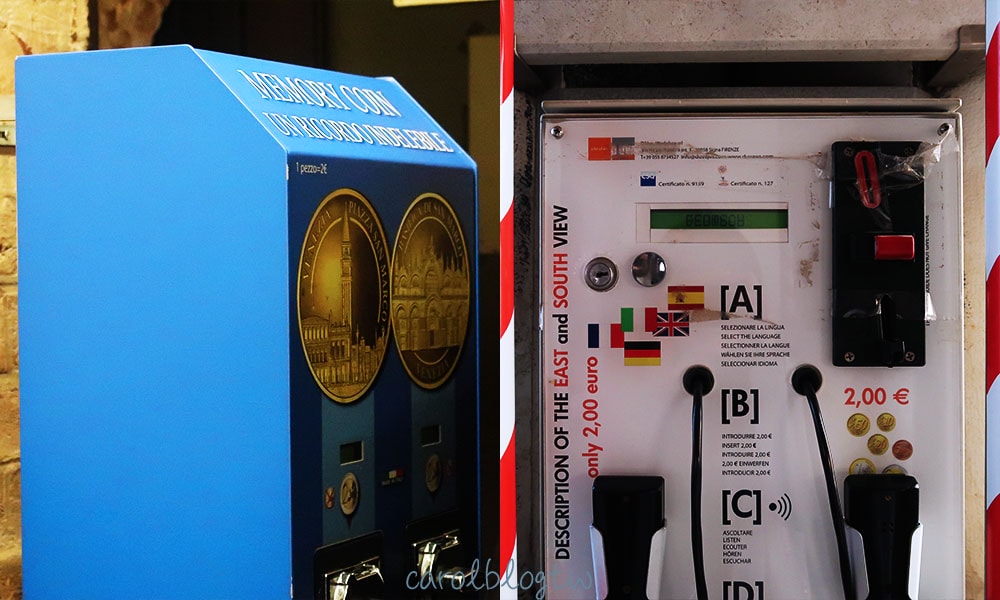 威尼斯鐘樓設施 紀念幣機和語音導覽機