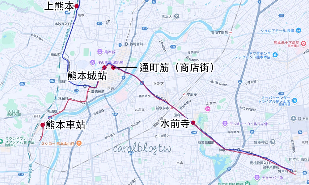 熊本電車路線圖