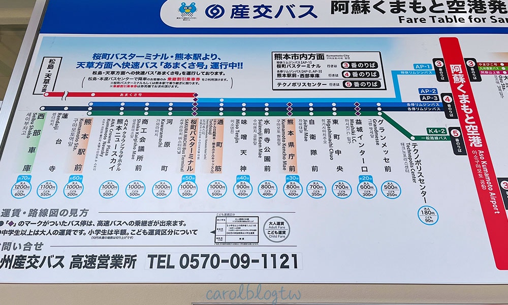 熊本機場巴士票價