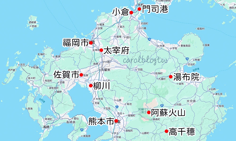 福岡周邊一日遊地圖