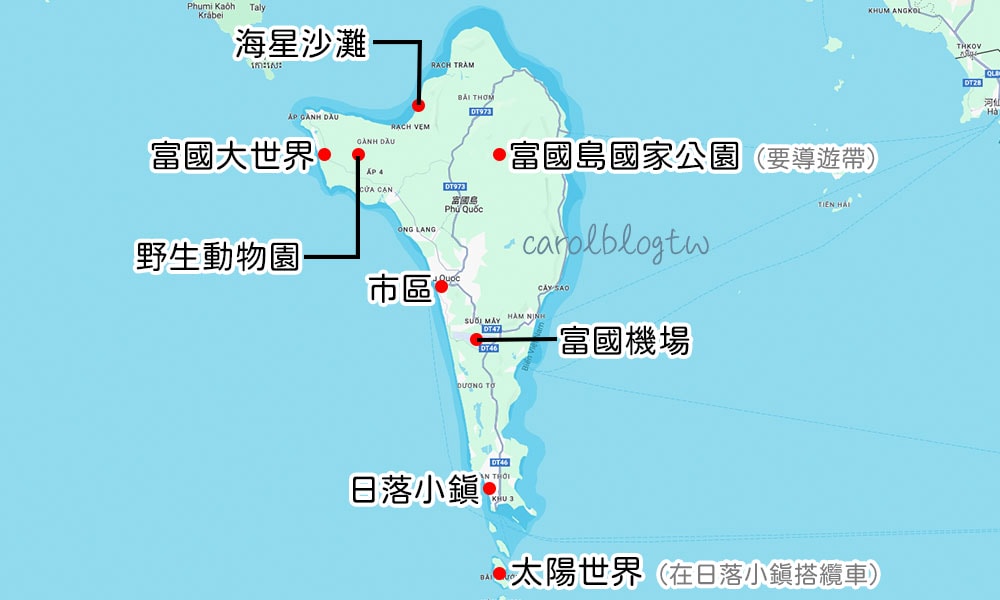 富國島景點地圖