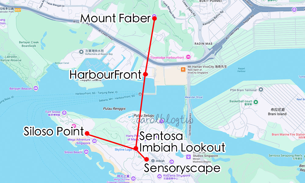 新加坡纜車路線圖
