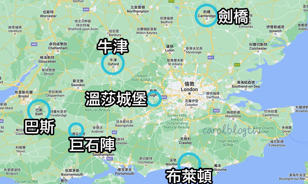 倫敦周邊景點地圖