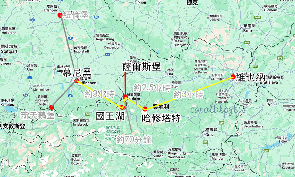 德奧自由行路線圖