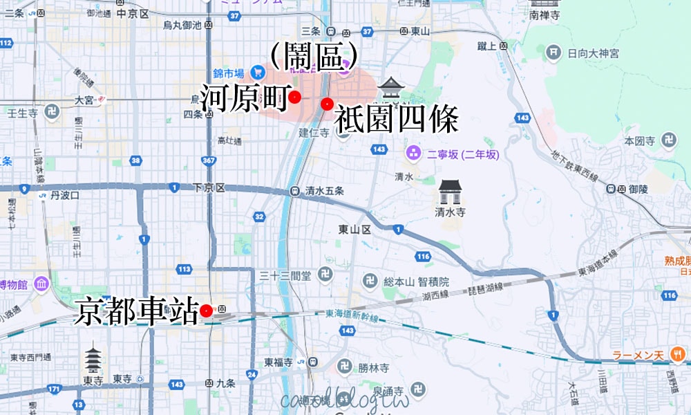 大阪京都自由行2026|五天四夜行程、景點美食、交通住宿、花費總整理 - 第5張圖 京都住宿地點推薦 京都地圖
